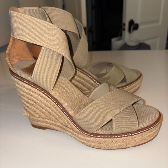 TORY BURCH FRIEDA ESPADRILLE in NATURAL JUTE LEATHER size 6.5 - Picture 3 of 10